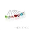 25PCS OF PRONG SET SQUARE CZ 925 STERLING SILVER MIXED COLOR NOSE PIN PACKAGE